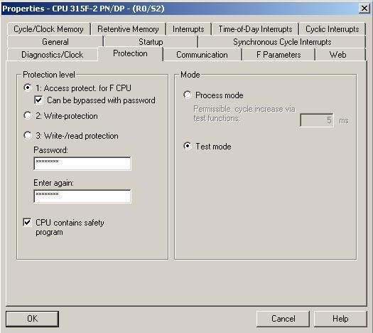 Remark Configuring the F CPU In the properties window of the F-CPU,