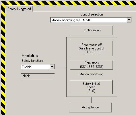 Remark "Safety Integrated" window The following have to be configured in the example: Select