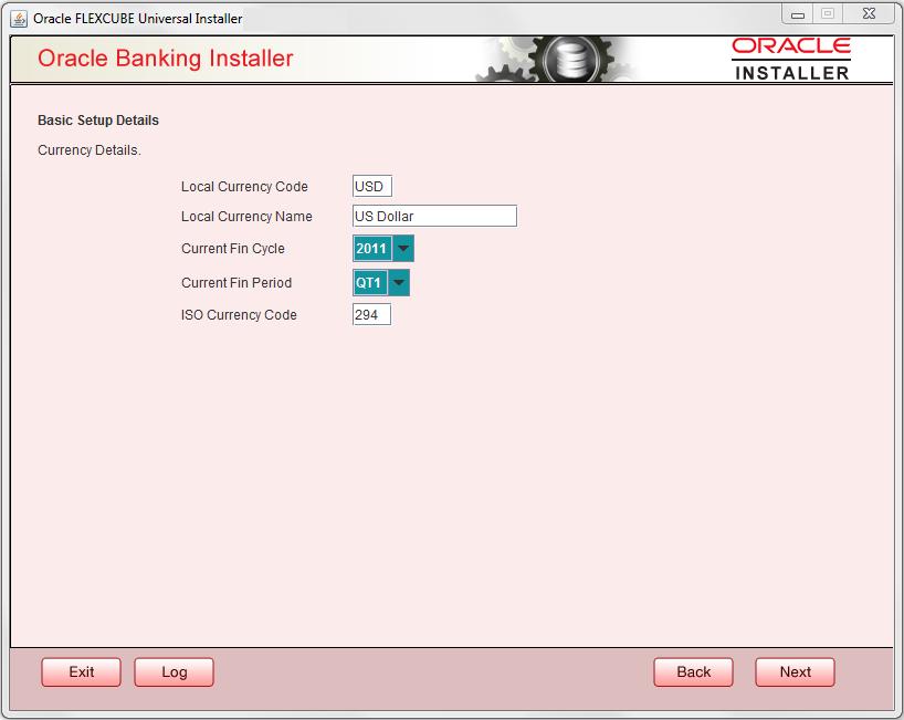 Screen displays basic setup details for currency,user can change them.