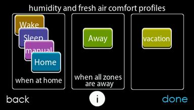 et your desired humidity and fresh air (if applicable) using the HU- MIDITY AND FREH AIR PROFILE for each activity.