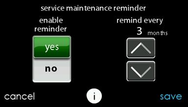 ervice Reminder Update etup option will allow you to setup routine service reminders. Once the reminder option is enabled, you can select the frequency of these reminders (3 to 18 months).