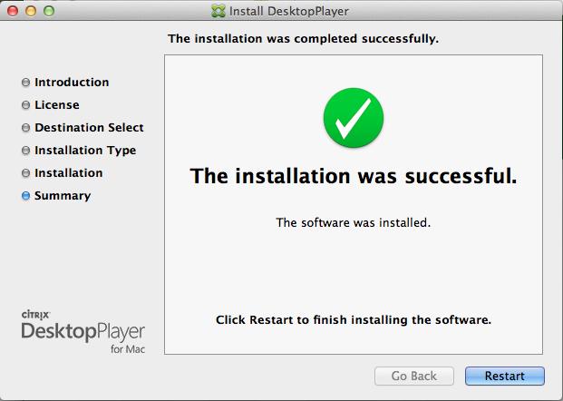 After installing DesktopPlayer, restart your Mac to complete the process. DesktopPlayer simplifies the way a user uses a VM.