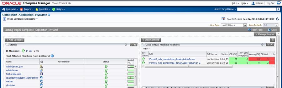 ORACLE ENTERPRISE MANAGER 12c Middleware Management 1.9 You are now looking at the dashboard for your new Composite Application.