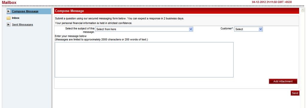 24.2. Compose Messages To communicate with the bank authorities, the Mailbox offers a message sending option.