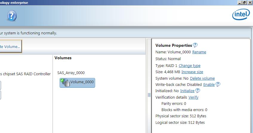 5.2.2 Changing a Volume Type To change the volume type in Volume Properties: 1. Click the SATA array items you want to change in Volumes field.