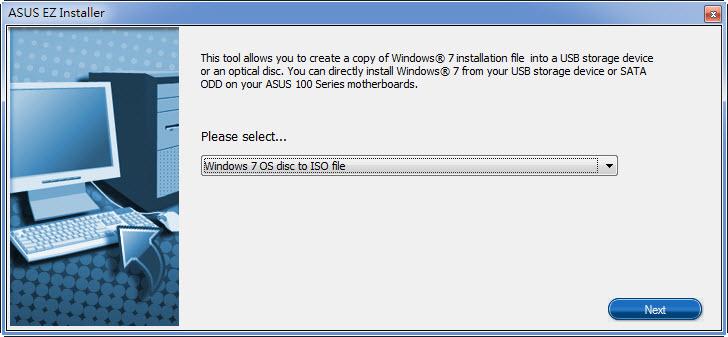 Windows 7 OS disk to ISO file - Select Windows 7 OS disk to ISO file then click Next.