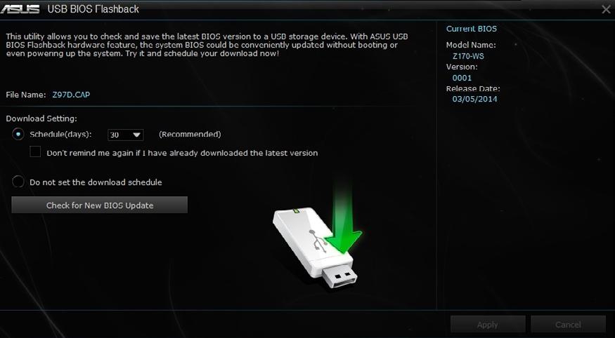 6.4.6 USB BIOS Flashback USB BIOS Flashback allows you to check and save the latest BIOS version to a USB storage device.
