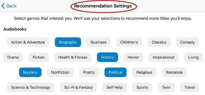 Once there, simply select or unselect genres you are interested in. This will instantly change the titles hoopla recommends to you. Can I return an item early?