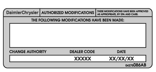 Emissions Recall G30 Page 10 D. Install Authorized Modifications Label 1. Type or print (with a ballpoint pen) the recall number, dealer code and date on the Authorized Modifications Label (Figure 2).