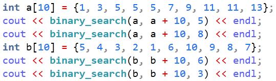<algorithm> binary_search RndAccIt: O lg n O(n) otherwise bool binary_search(fwdit l, FwdIt r, val) Searches the range [l, r) for the value