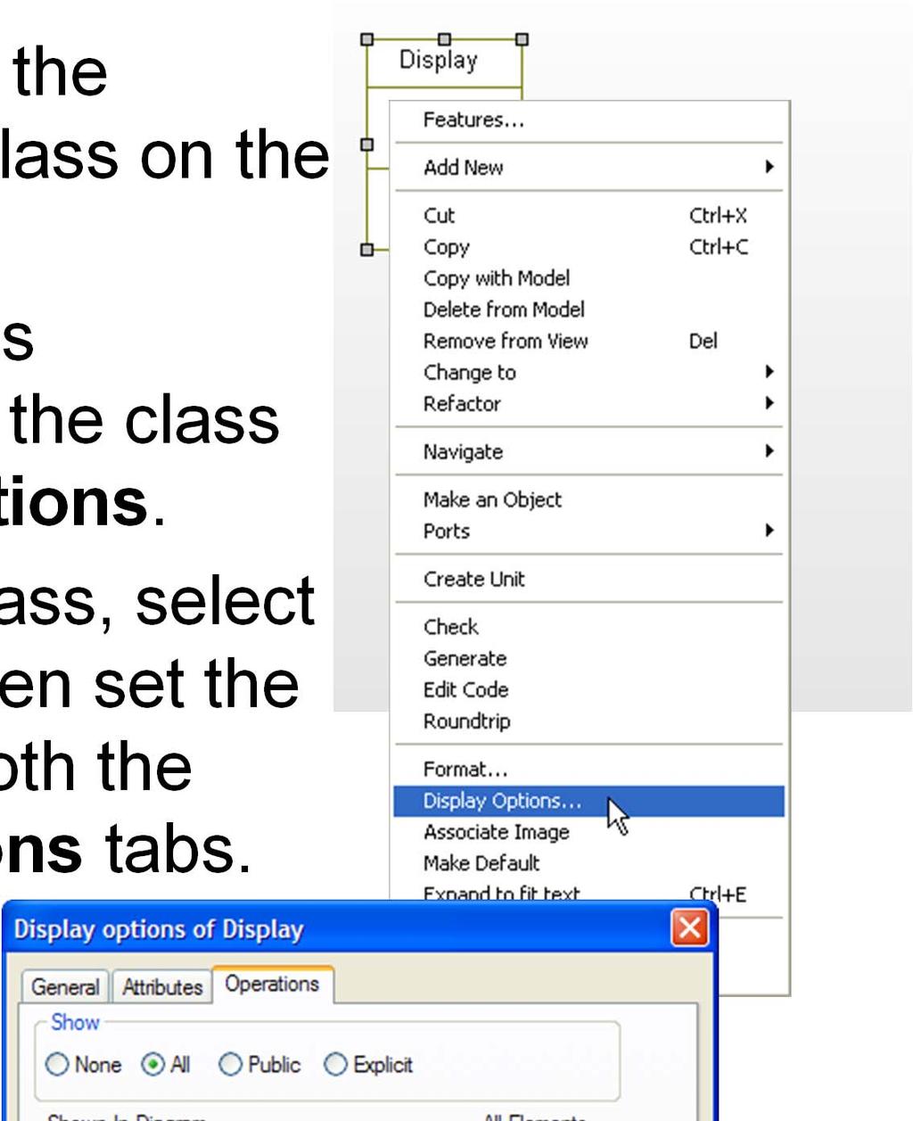Display options You would expect to see the Initializer shown on the class on the