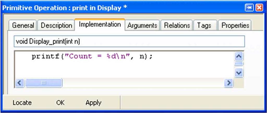 Adding implementation Select the Implementation tab for