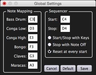 I f Stop with Note Off is selected, the sequencer will also stop when the Start key is released. When Reset at every start is selected, the sequencer will always re-start from the first step. 5.