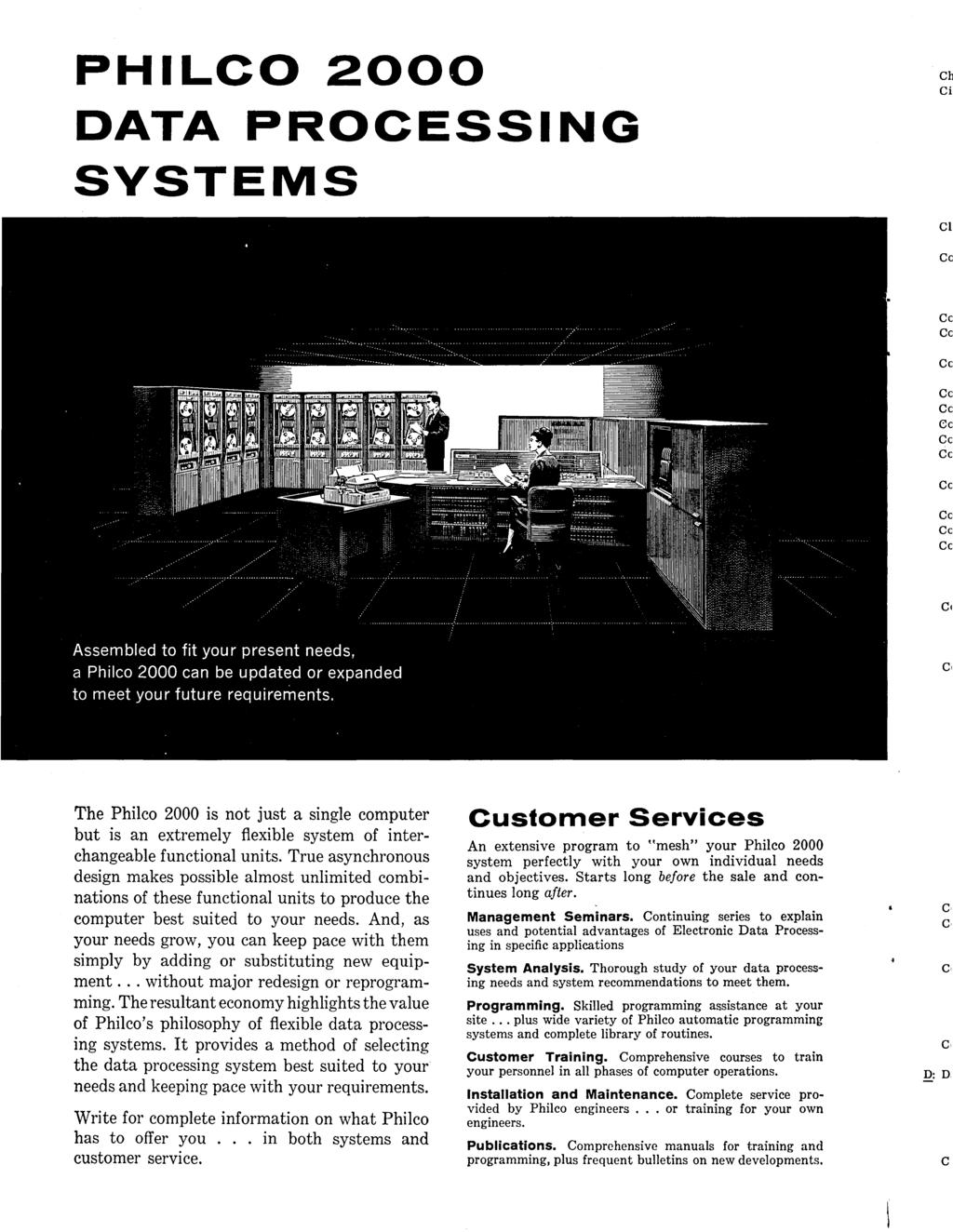 Cc Cc Cc Cc Cc cc ec Cc cc Cc Cc Cc PHILCO 2000 DATA PROCESSING SYSTEMS Ch Ci Cl Cc The Phil co 2000 is not just a single computer but is an extremely flexible system of interchangeable functional