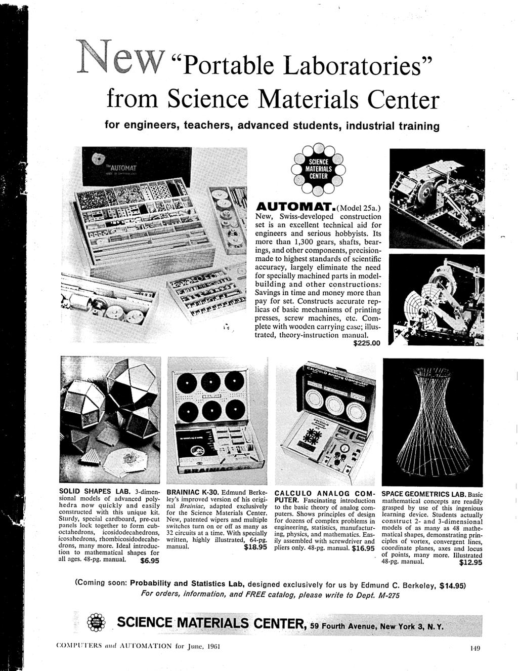 "Portable Laboratories" from Science Materials Center for engineers, teachers, advanced students, industrial training AUTOMAT.(ModeI25a.