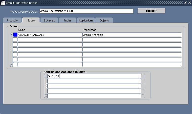 3. In the Applications Assigned to Suite zone, select an application from the list of values to assign to the selected suite.