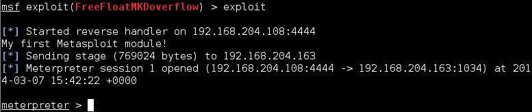 Update the module info at the start of the Metasploit exploit module, to include the line: 'DefaultOptions' => {'EXITFUNC' => 'process'}, Restart your debugging Restart Metasploit, and rerun your