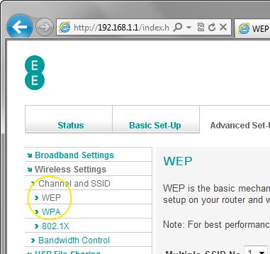 13. In the Multiple SSID dropdown select 2 : 14. In the WEP Mode select 128-bit 15.