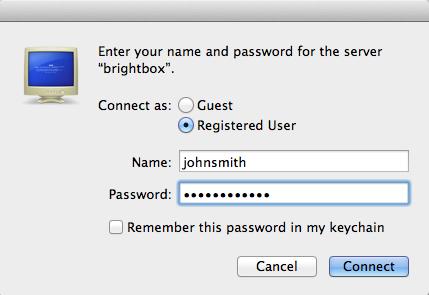 user name and password created in step 9