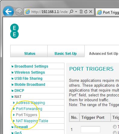 Description of Port Trigger settings The table below contains a description of the settings on the Port Triggers page : Section Number Trigger Port Trigger Type Public Port Description This field is