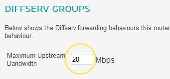 Highest Higher High Medium Normal Low Lower Lowest By default, no bandwidth minimum has been applied for any of the Diffserv Groups, meaning that a traffic mapping rule associated with a particular