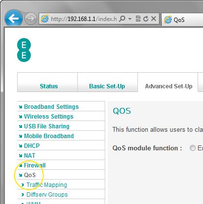 7. In the QoS module function option, select Enable and click Save Settings: UPNP UPnP (Universal Plug-and-Play) is a technology that offers seamless operation of online gaming, video messaging, and