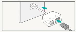 2. If you have a telephone cable reconnect it directly to the telephone socket 3. Disconnect the grey broadband cable from the Bright Box. 4.