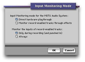 2 Choose the Direct hardware playthrough option, as shown below in Figure 10-7. 3 From the Studio menu, choose Audio Monitor, and enable Audio Patch Thru (the button with the headphone icon on it).