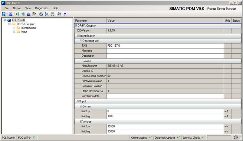 Service and maintenance of SIMATIC PDM 7.3 Managing device descriptions in the project Example for the FDC 157-0 device (PROFIBUS PA) in PDM V9.