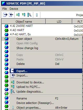 Service and maintenance of SIMATIC PDM 7.6 Replacing/removing field devices 7.6.2 Scenario 2 - Replacing a device with a different type HART device (PDM V9.