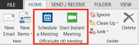 Fill in the required fields of the HD Meeting windows to set up the meeting as you wish, and click Continue. The meeting information will now populate in the body of the Outlook meeting invite.