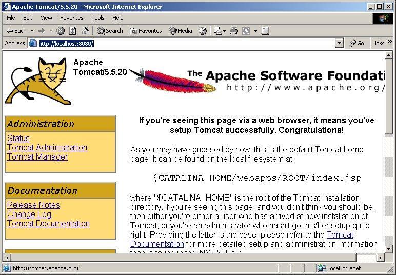 Testing the Tomcat Installation Perform the following procedure to install Tomcat. 1. Open up Control Panel, and navigate to Administrative Tools and then into Services.
