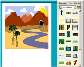 Creating scenes The Widgit Pictures folders contain a number of backgrounds as well as a range of objects that you might put on them to build composite