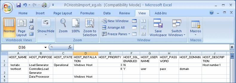 Chapter 6: Lab Resources The fields specified in the table below must not be included in the Excel file. During the import of each host, these fields are assigned default values.
