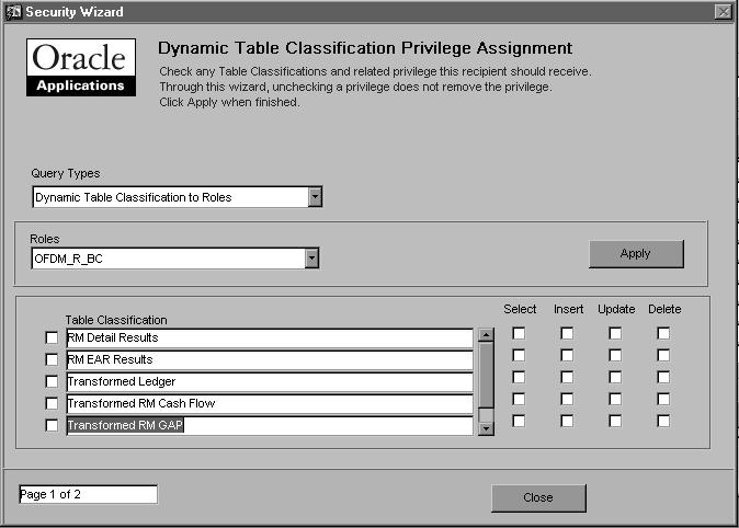 Application Security To grant privileges for static tables, use the Database Object Privilege