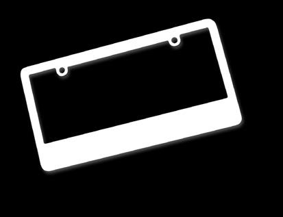 67 10155 10156 License plate frame Plastic : Specify black or white Dimensions : 12 5 / 16" X 6 7 / 16" Ad space : 5 7 / 8" X 1 / 2" (top)