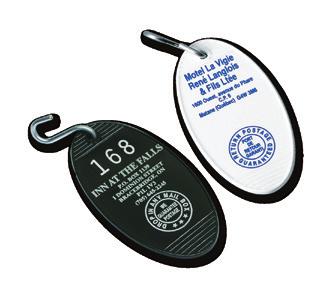 12182 Hotel key tag - oval Plastic : Specify black, blue, red or white Dimensions : 1 3 / 4" X 3 1 /