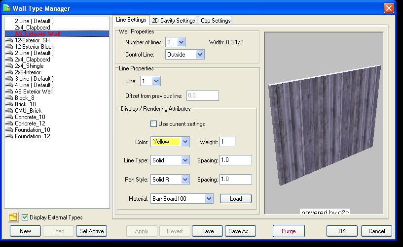 Select Green from the pull-down Color menu. The line used in the 2D drawing will now be green, instead of white. Click on Load. The Load Material File dialog box appears.