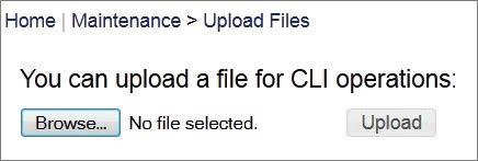 Logs Chapter 5 Maintenance Menu Figure 5-1 Upload Files Window Step 3 Step 4 Click Browse and choose the file that you want to upload. Wait as the action completes. Click Upload File.