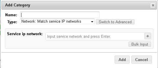 If you choose Network: Match service IP networks or Network: Exclude service IP