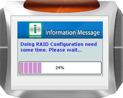 2. On Basic RAID Configuration tab, select a RAID type and click on Apply. 3. After the configuration is complete, the RAID information will appear.