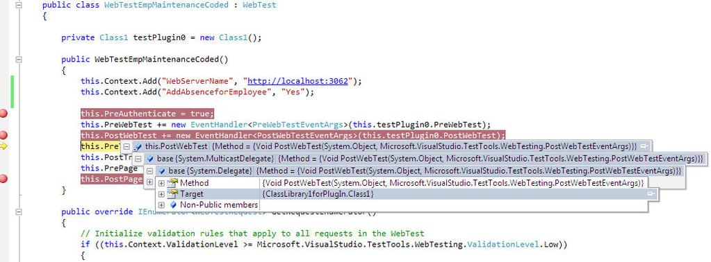Chapter 6 Custom rules When we generate the code for the recorded Web Performance Test, Visual Studio creates the code for the rules that we added for the recorded test.