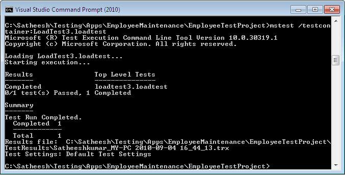 Load Testing In all the preceding cases of running the Load Test through UI, the Load Test editor will show the progress during the test run but the command line option does not show the full