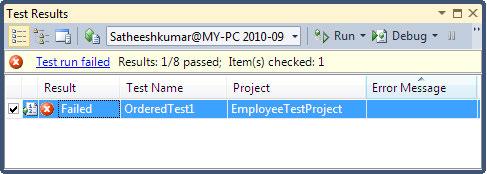 Ordered and Generic Tests The preceding screenshot shows that most of the properties are the same as the properties of the other test types.