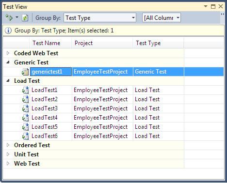 Chapter 9 Test view The Test View window is similar to the Test List Editor, but this one shows all the tests in the solution.
