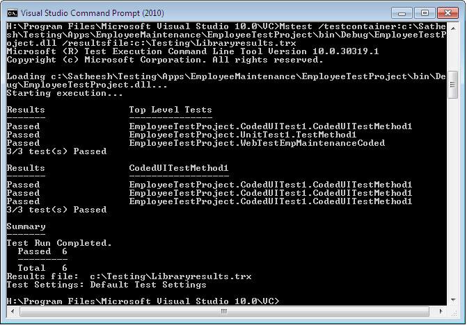 Command Line First, MSTest loads all the tests within the ordered test and then starts executing them one by one.