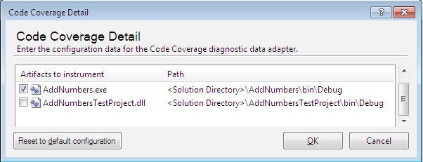 This is a little bit different from VS 2008. To configure the test project, open the local.testsettings file and select the Data and Diagnostics option from the list of settings options.