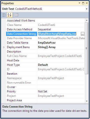 Automated Tests Using the wizard, select the.csv data source file that we created earlier. Once we select the file, we can see that the Data Provider name is set to Microsoft. VisualStudio.TestTools.