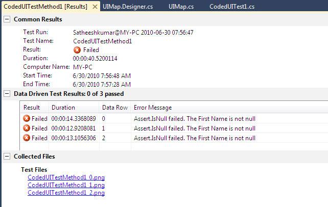 Automated Tests 4. Now select CodedUITest1 from the Test View window and run the test.