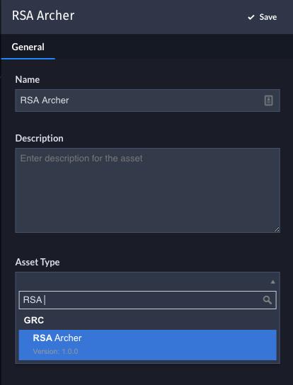 The Asset designates which RSA Archer instance